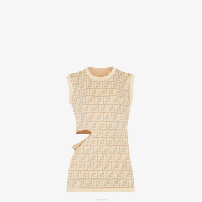 Women Wool Top Beige Fendi Apparel 6RHH1080