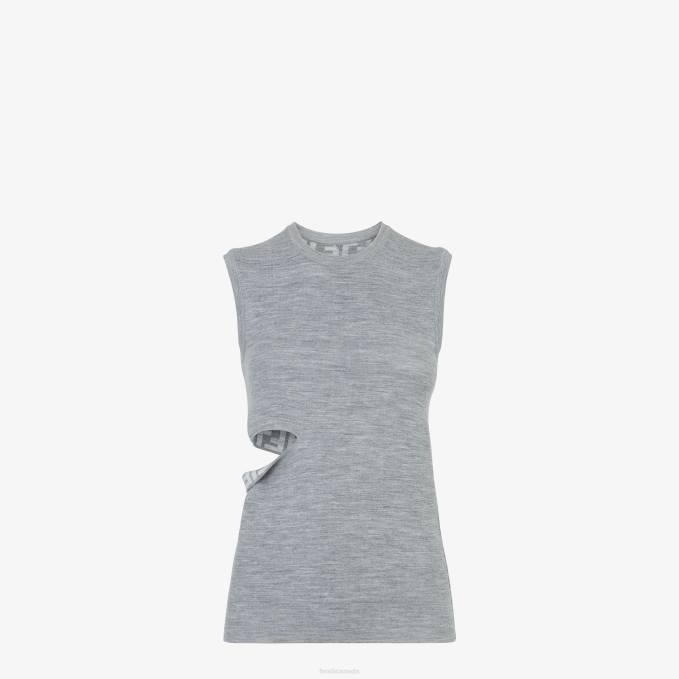 Women Wool Top Gray Fendi Apparel 6RHH1100