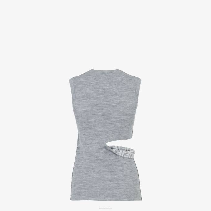 Women Wool Top Gray Fendi Apparel 6RHH1100