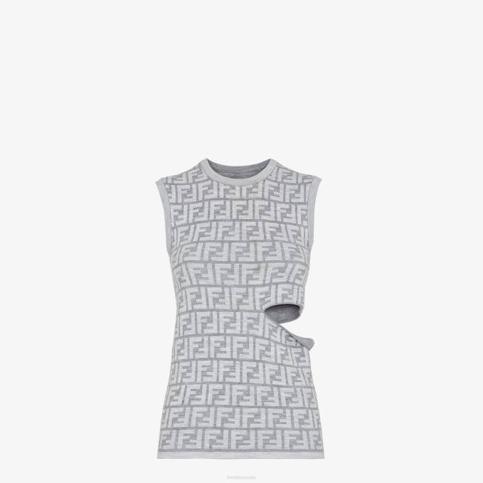 Women Wool Top Gray Fendi Apparel 6RHH1100