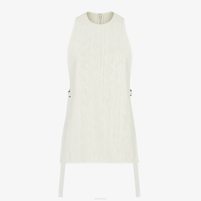 Women Woven Leather Top White Fendi Apparel 6RHH1103