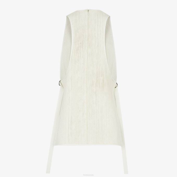 Women Woven Leather Top White Fendi Apparel 6RHH1103