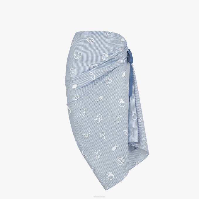 Women Cotton Skirt Light blue Fendi Apparel 6RHH1046