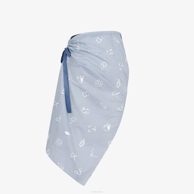 Women Cotton Skirt Light blue Fendi Apparel 6RHH1046