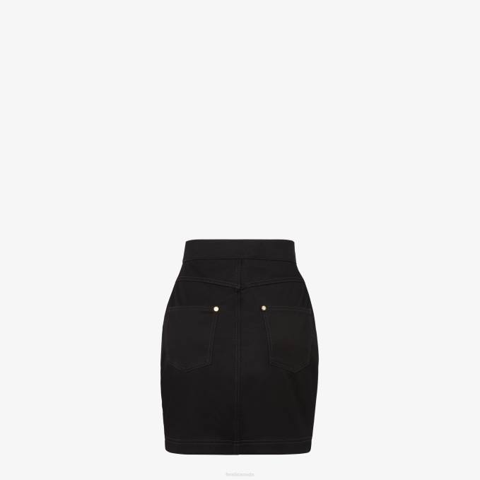 Women Denim Skirt Black Fendi Apparel 6RHH1257