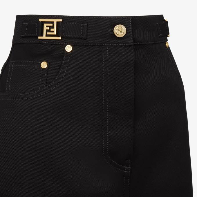 Women Denim Skirt Black Fendi Apparel 6RHH1257