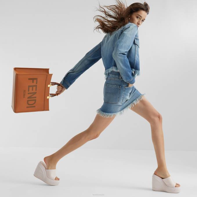 Women Denim Skirt Blue Fendi Apparel 6RHH1093