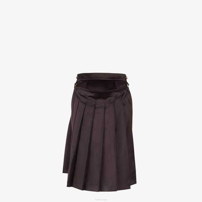 Women Duchess Satin Skirt Brown Fendi Apparel 6RHH1000