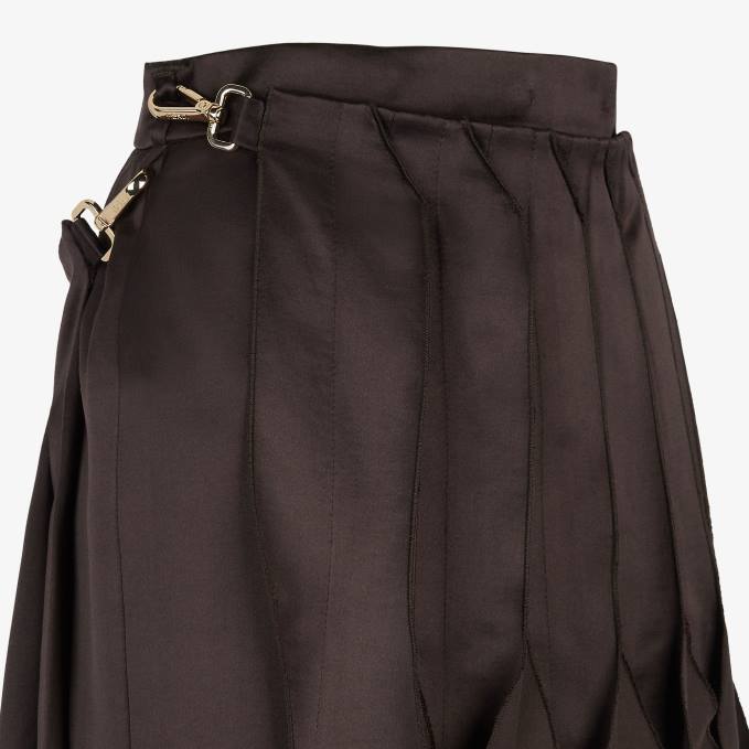 Women Duchess Satin Skirt Brown Fendi Apparel 6RHH1000