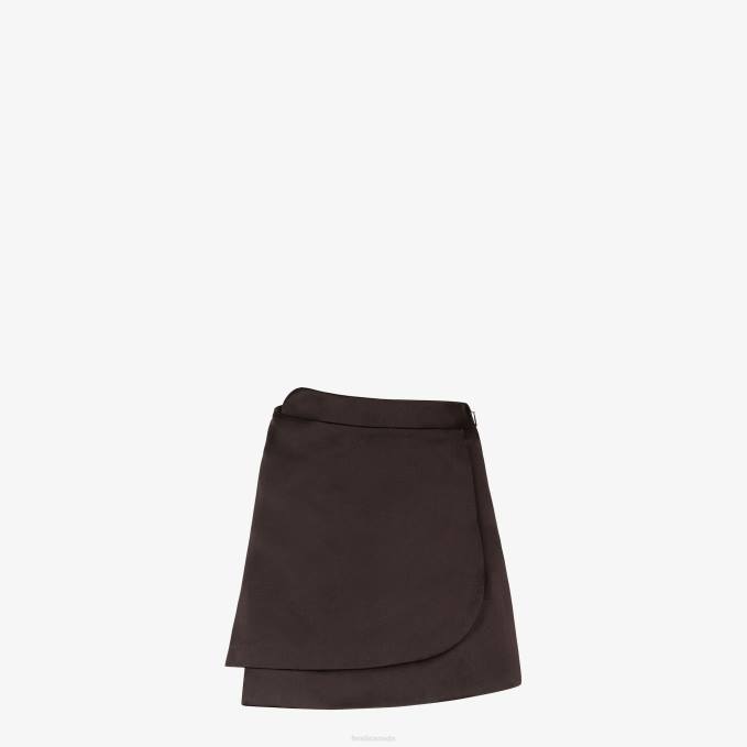 Women Duchess Satin Skirt Brown Fendi Apparel 6RHH935