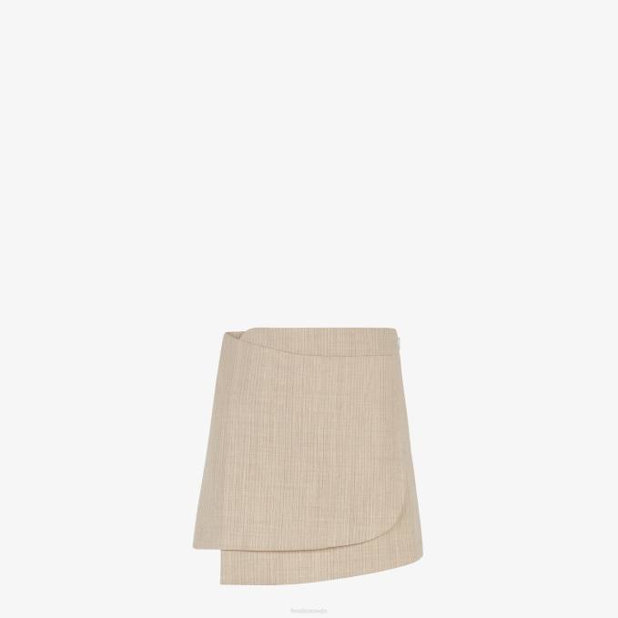 Women Flannel Skirt Beige Fendi Apparel 6RHH951