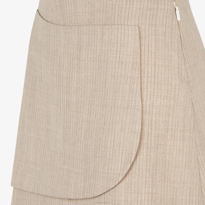 Women Flannel Skirt Beige Fendi Apparel 6RHH951