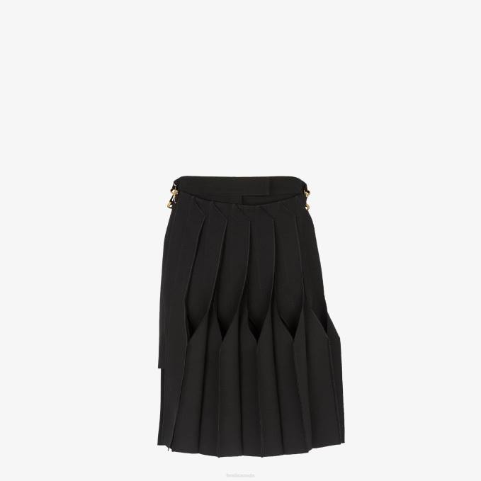 Women Grain De Poudre Wool Skirt Black Fendi Apparel 6RHH1002