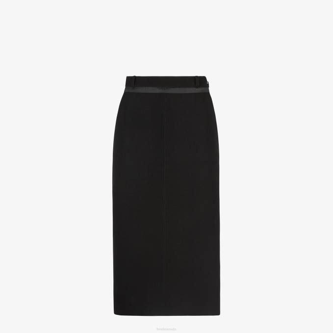 Women Grain De Poudre Wool Skirt Black Fendi Apparel 6RHH1010