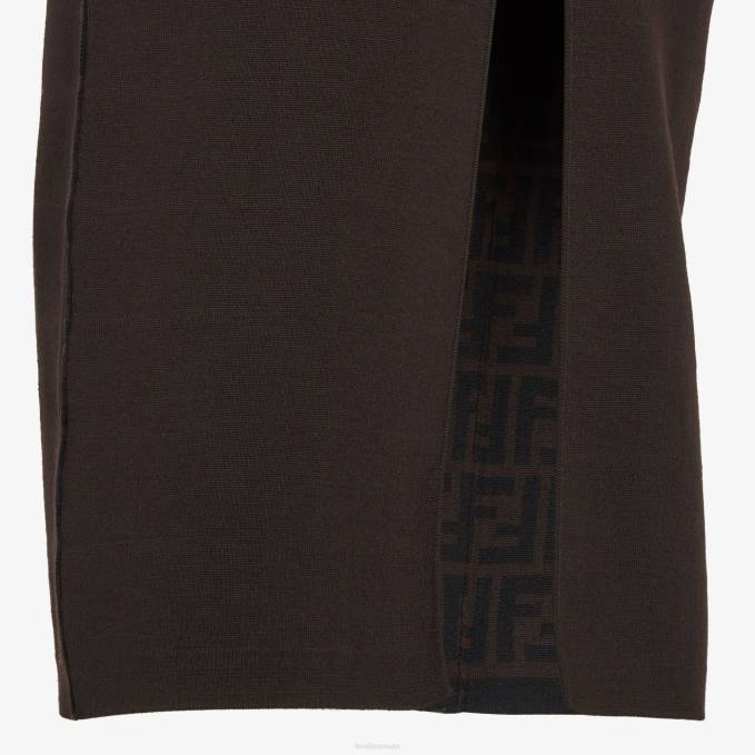 Women Knit Skirt Brown Fendi Apparel 6RHH1156