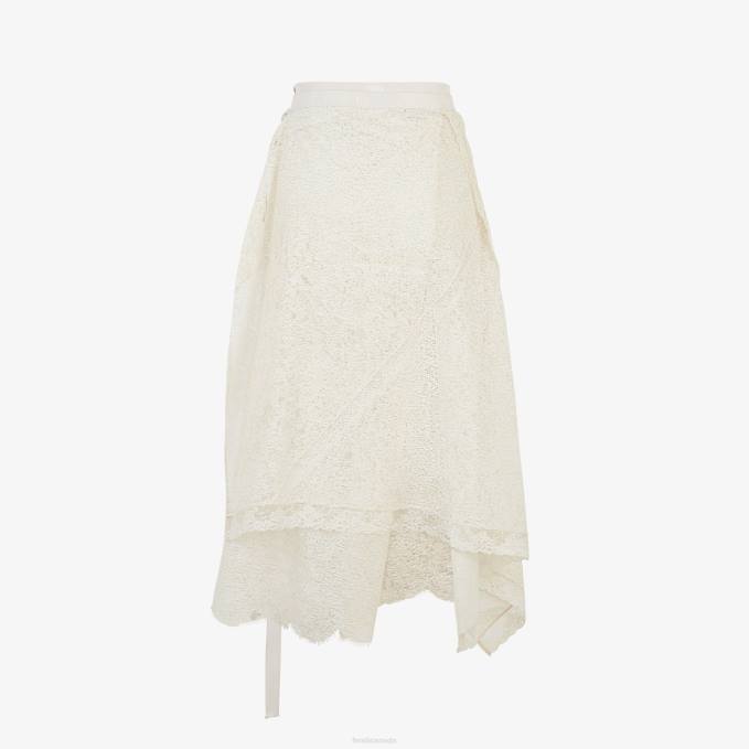 Women Lace Skirt White Fendi Apparel 6RHH942