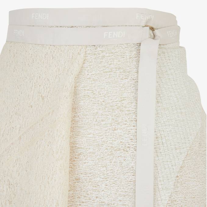 Women Lace Skirt White Fendi Apparel 6RHH942