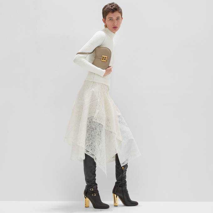 Women Lace Skirt White Fendi Apparel 6RHH942