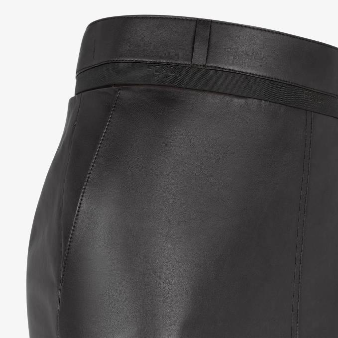 Women Leather Skirt Black Fendi Apparel 6RHH926