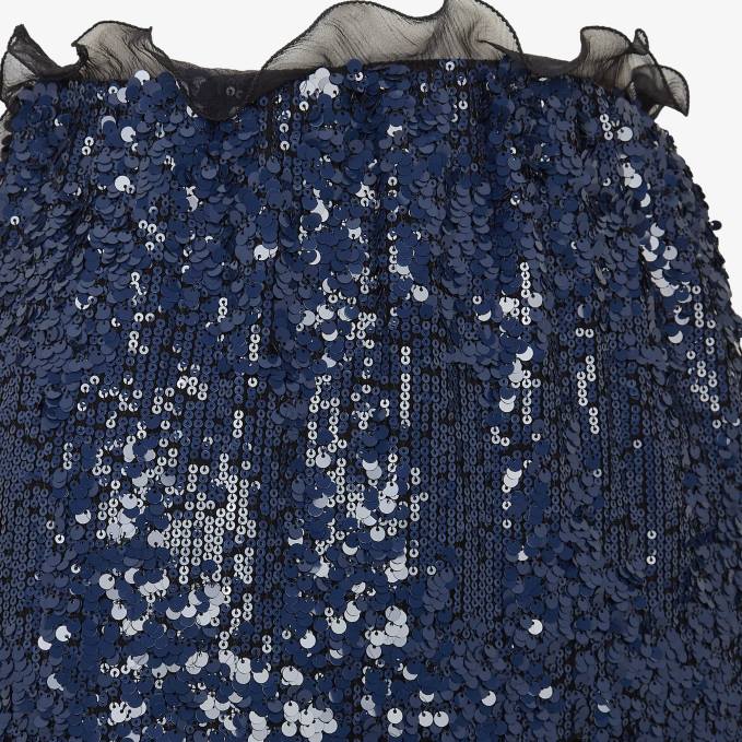 Women Miniskirt With Sequin Embroidery Blue Fendi Apparel 6RHH1183