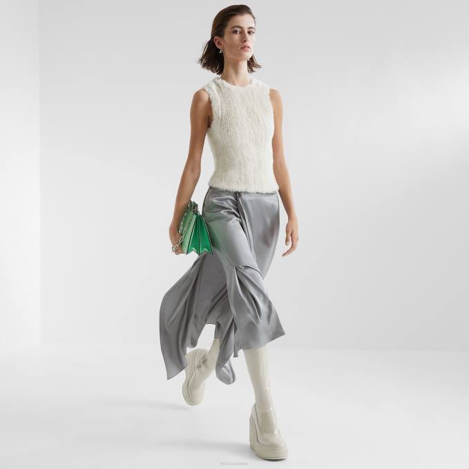 Women Satin Skirt Gray Fendi Apparel 6RHH1143