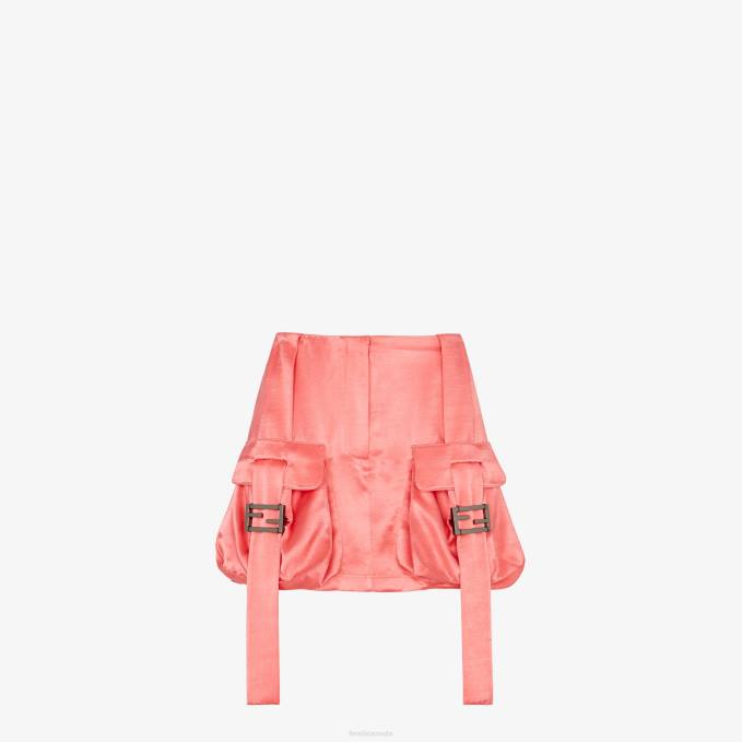 Women Satin Skirt Pink Fendi Apparel 6RHH1026