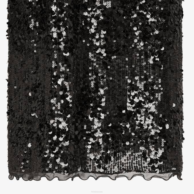 Women Sequin Embroideskirt Black Fendi Apparel 6RHH1170