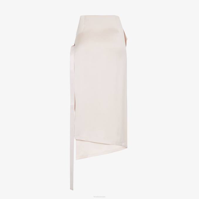 Women Silk Skirt Beige Fendi Apparel 6RHH1089