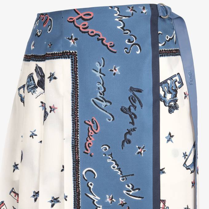 Women Silk Skirt Blue Fendi Apparel 6RHH983