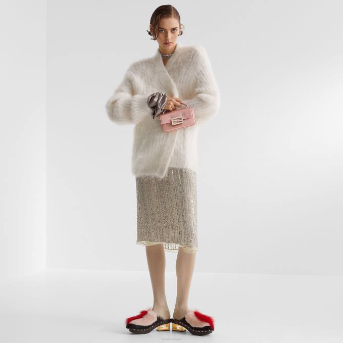 Women Skirt With Sequin Embroidery Silver Fendi Apparel 6RHH1254