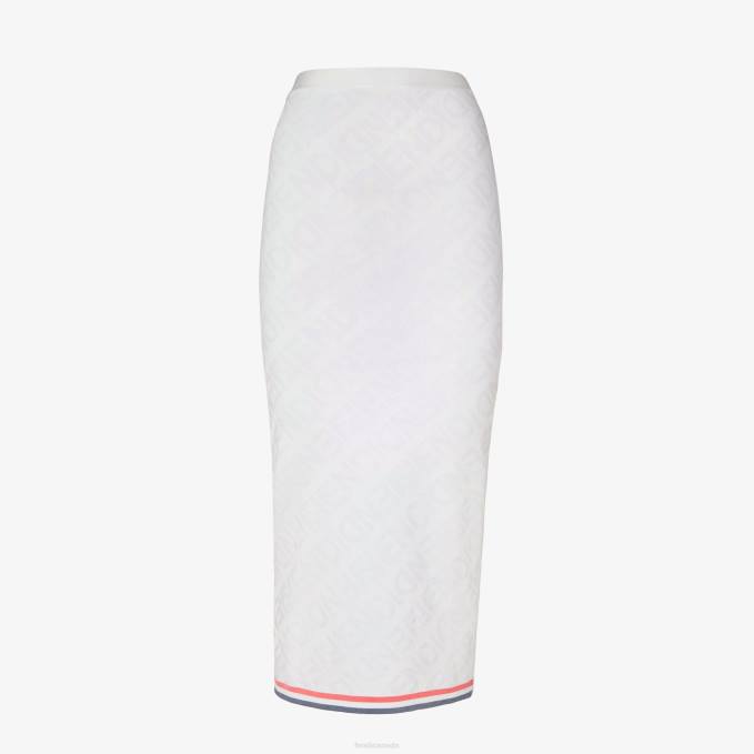 Women Viscose Skirt White Fendi Apparel 6RHH1033