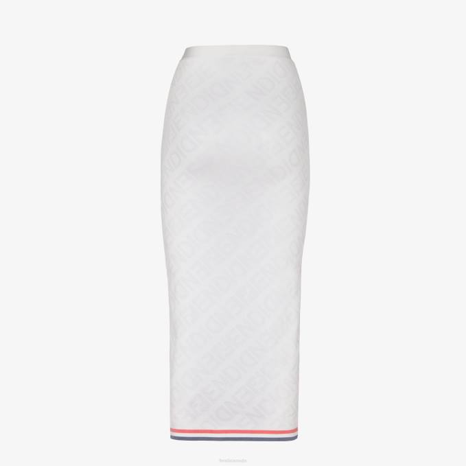 Women Viscose Skirt White Fendi Apparel 6RHH1033