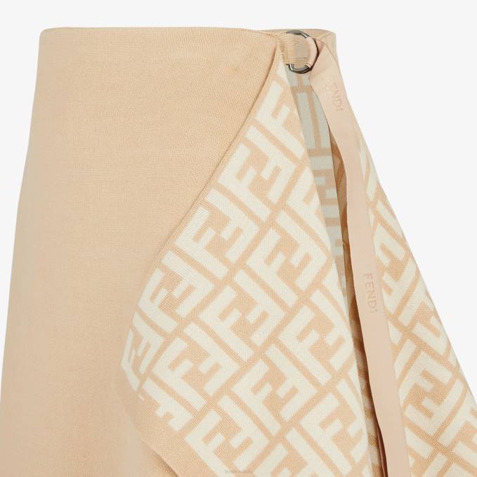 Women Wool Skirt Beige Fendi Apparel 6RHH1081