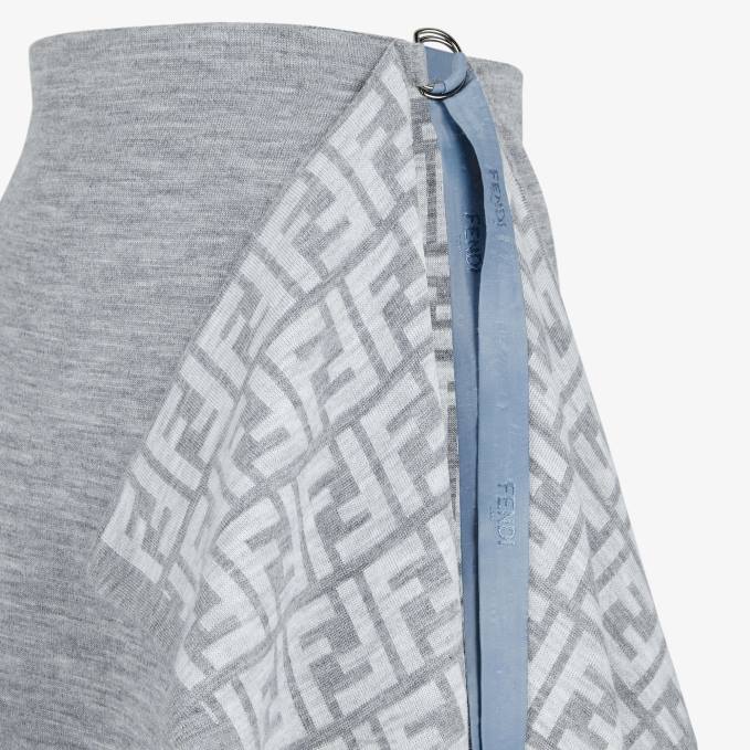 Women Wool Skirt Gray Fendi Apparel 6RHH1101