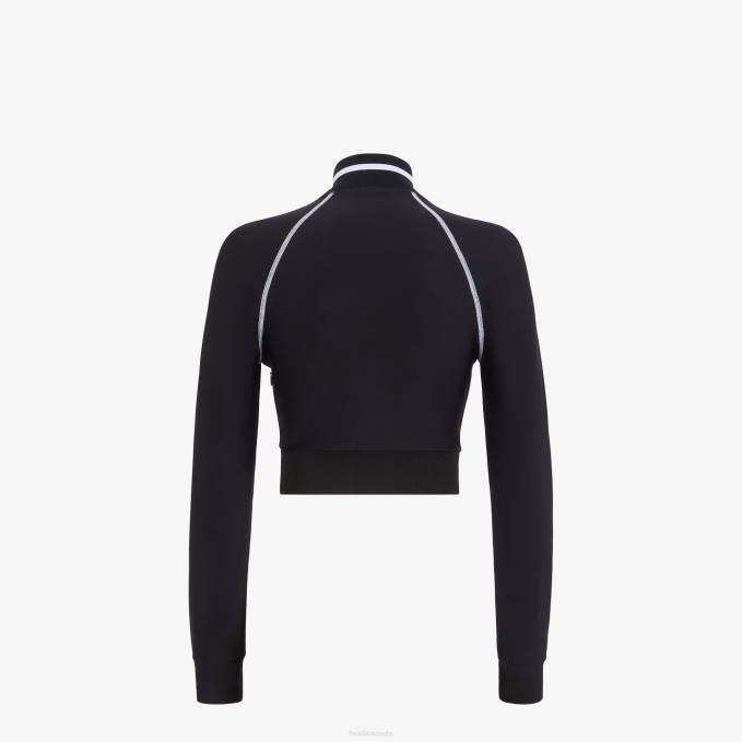 Women Tech Fabric Sweater Black Fendi Apparel 6RHH1174