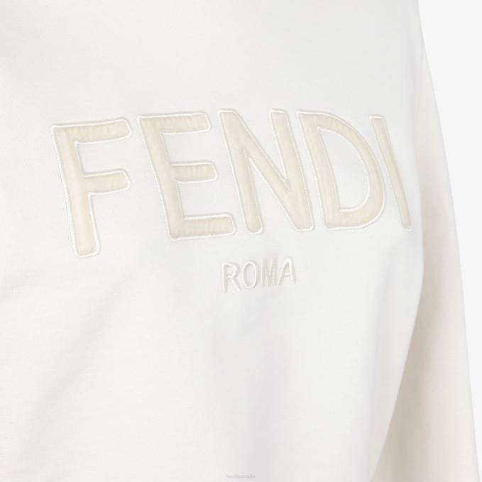 Women Cotton Sweatshirt White Fendi Apparel 6RHH1234
