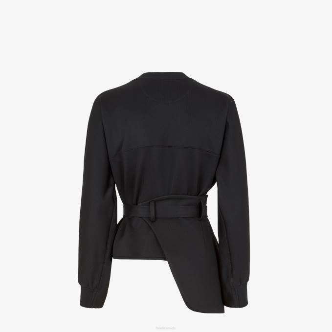 Women Jersey Sweatshirt Black Fendi Apparel 6RHH1210