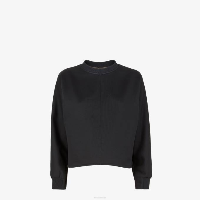 Women Jersey Sweatshirt Black Fendi Apparel 6RHH1210