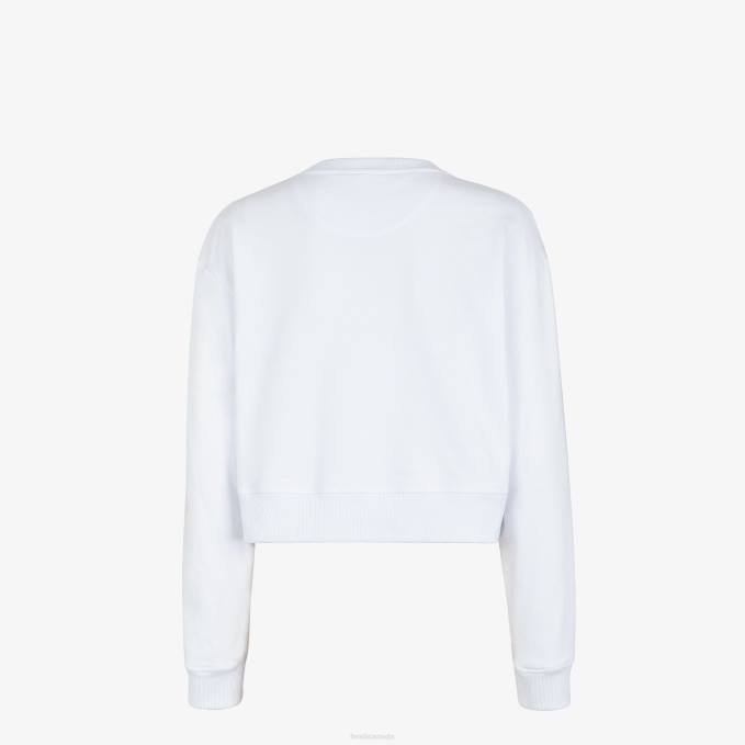Women Jersey Sweatshirt White Fendi Apparel 6RHH1144