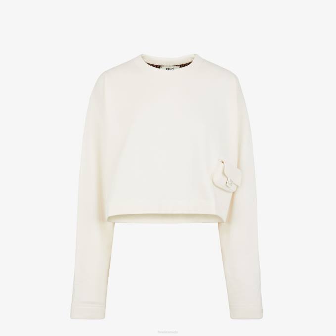 Women Jersey Sweatshirt White Fendi Apparel 6RHH1151