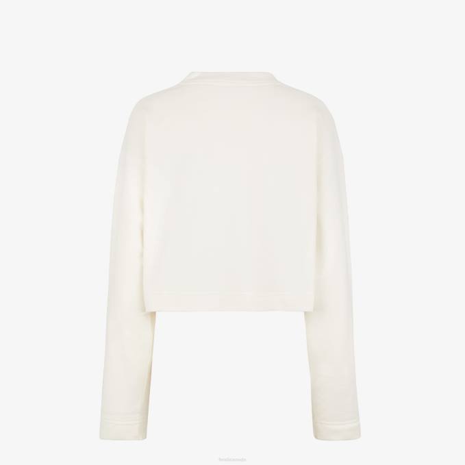 Women Jersey Sweatshirt White Fendi Apparel 6RHH1151