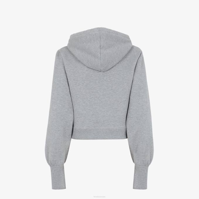 Women Melange Jersey Sweatshirt Gray Fendi Apparel 6RHH1186