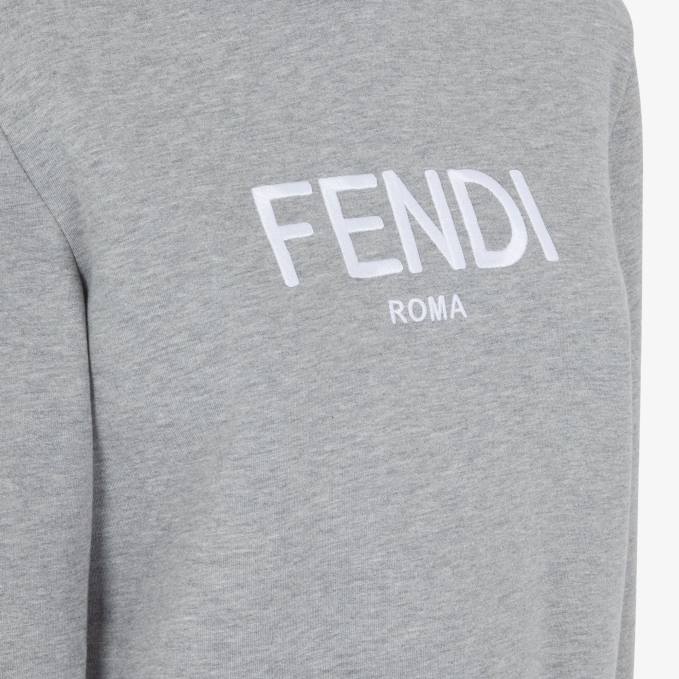 Women Melange Jersey Sweatshirt Gray Fendi Apparel 6RHH1186