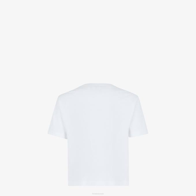 Women Cotton T-Shirt White Fendi Apparel 6RHH1112