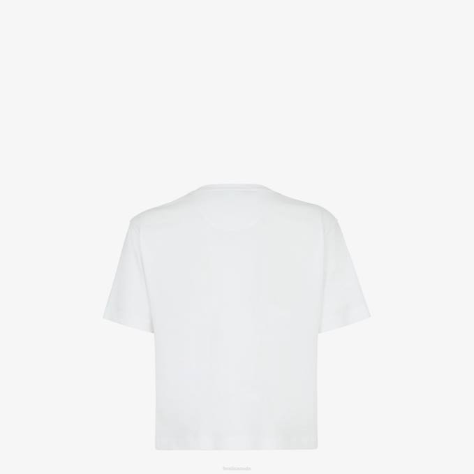 Women Jersey T-Shirt White Fendi Apparel 6RHH1145