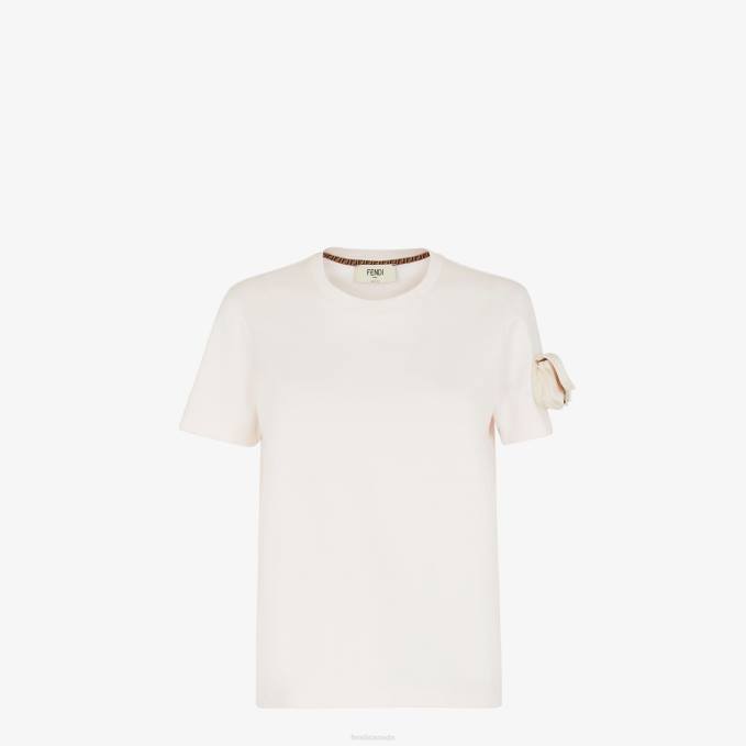 Women Jersey T-Shirt White Fendi Apparel 6RHH1150