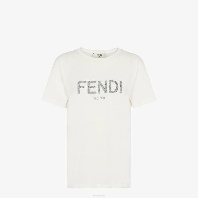 Women Jersey T-Shirt White Fendi Apparel 6RHH950