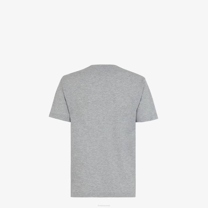 Women Melange Cotton T-Shirt Gray Fendi Apparel 6RHH1113