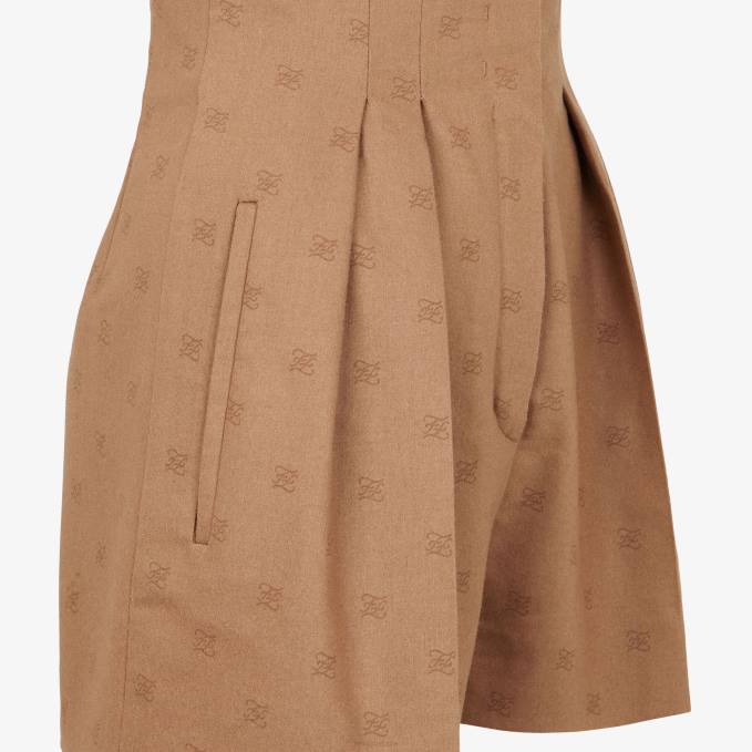 Women Camelwool Shorts Beige Fendi Apparel 6RHH1130