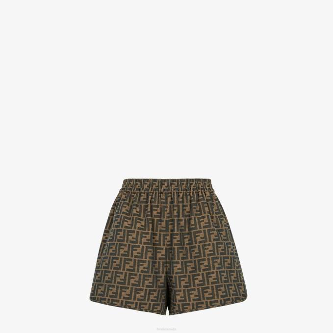Women Canvas Shorts Brown Fendi Apparel 6RHH978